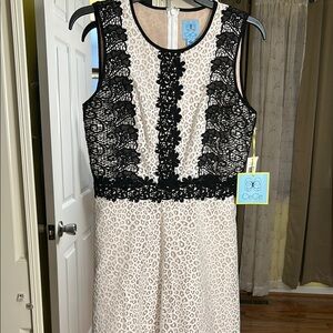 CeCe Black and White Sheath Cocktail Dress